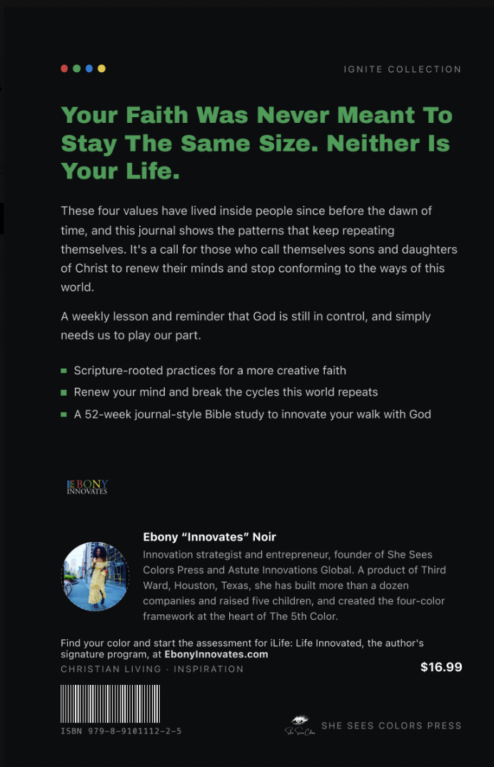 Back cover of Innovate Your Life In Christ