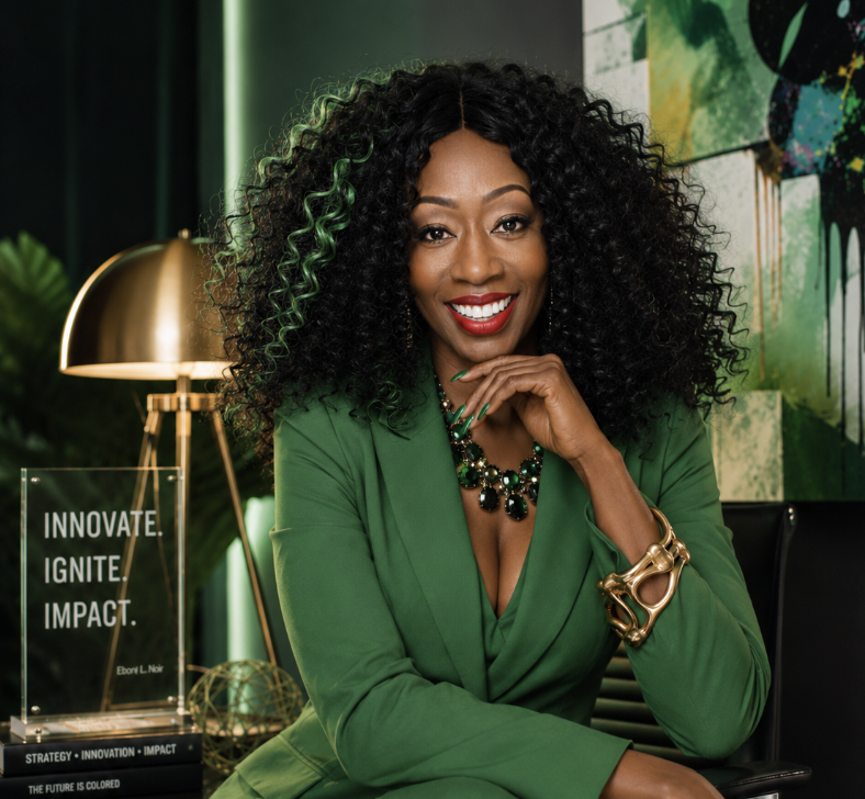 Ebony Noir in green, representing Jade and the Creation quadrant